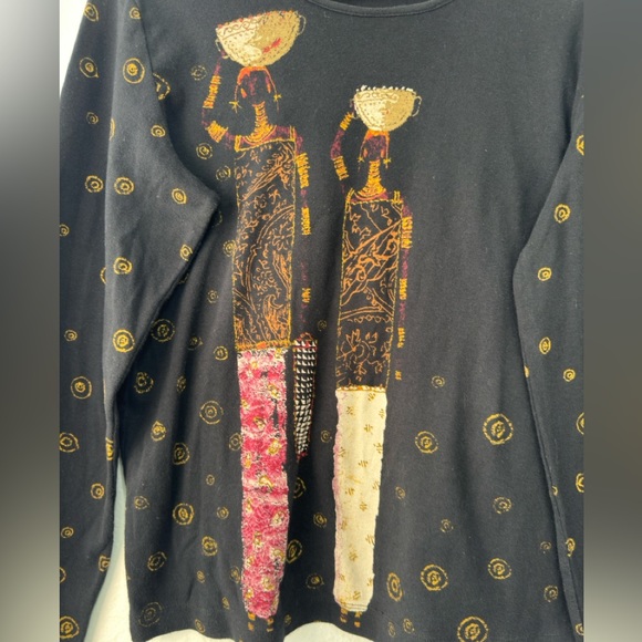 ADDITIONS By CHICOS Women African Graphics Top Medium Size 1 Jersey Tshirt - Picture 7 of 8